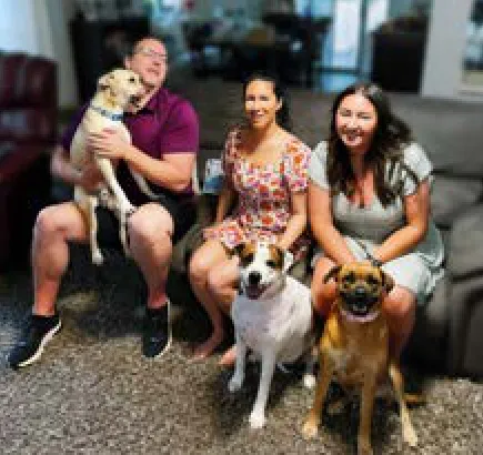 Barfi, a SAFI rescue dog from India, with their family in Texas