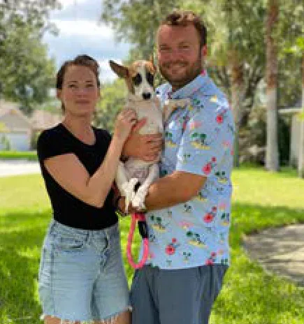 Indiana, a SAFI rescue dog from India, with their family in North Carolina