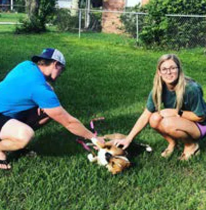 Kittu, a SAFI rescue dog from India, with their family in Florida