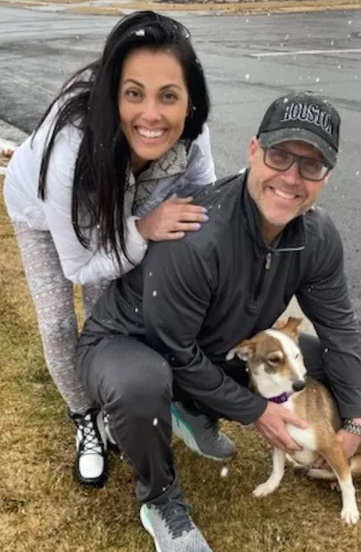 Lakshmi, a SAFI rescue dog from India, with their family in Salt Lake City, UT