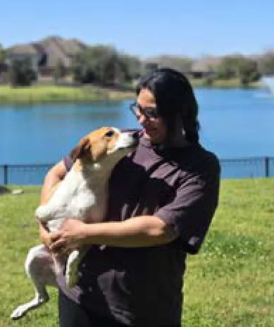 Maruthi (Soldier), a SAFI rescue dog from India, with their family in Texas