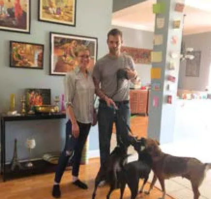 Posto, a SAFI rescue dog from India, with their family in Florida