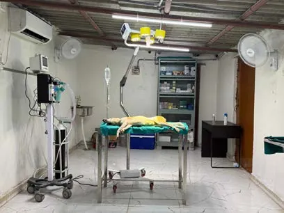 The treatment room in SAFI's expanded veterinary clinic in Hyderabad