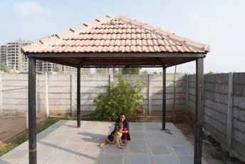 Shaded gazebo rest area at the shelter